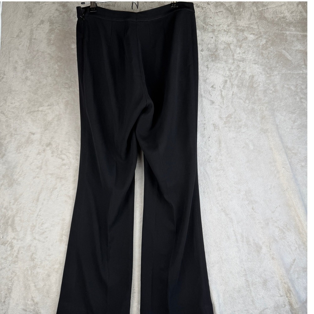 St John Black Wide Leg Dress Pants High Rise Side Zip Stretch Size 6